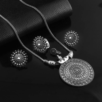 Haniya Oxidised Silver Silver Silver Jewellery Set(Pack of 4)