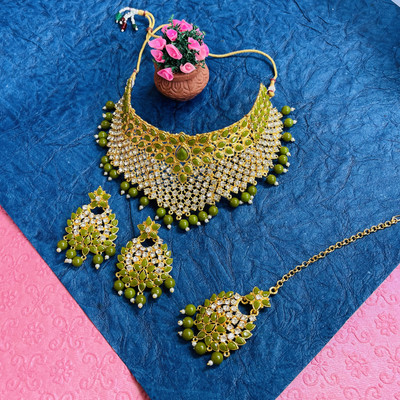 VATSALYA creation Alloy Gold-plated Green Jewellery Set(Pack of 1)