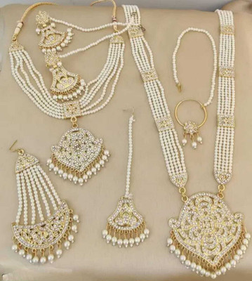 Palkin Fashion Alloy Gold-plated White Jewellery Set(Pack of 1)