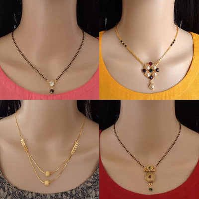 RAMDEV ART FASHION JEWELLERY Pack Of 4 Gold Plated Mangalsutra Tanmaniya For Women Alloy Mangalsutra