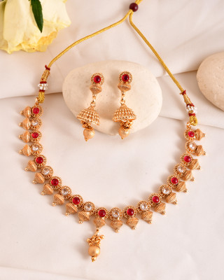 DASTOOR Alloy Gold-plated Multicolor, Gold, Red Jewellery Set(Pack of 1)