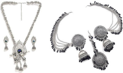 Ruhi Alloy Silver, Black Jewellery Set(Pack of 1)