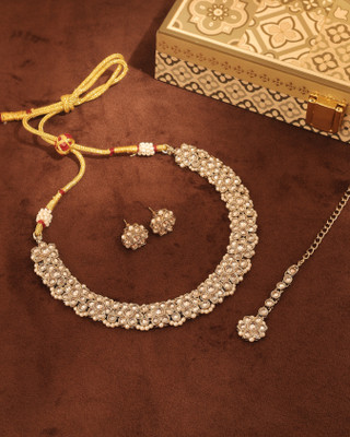 Saloni Fashion Jewellery Alloy Gold-plated Brown Jewellery Set(Pack of 4)