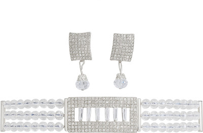 Paradise Hub Crystal Silver White Jewellery Set(Pack of 1)