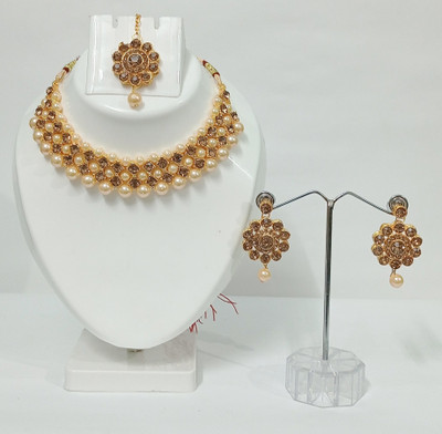 AMHRIK IMITATION Brass Gold Jewellery Set(Pack of 1)