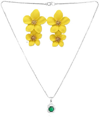 SKG Fashions Stone Green, Yellow Jewellery Set(Pack of 1)