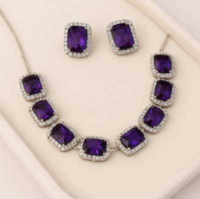 Radhe vibes Alloy Gold-plated Blue Jewellery Set(Pack of 3)