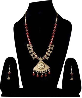SRK Fashions Alloy Maroon Jewellery Set(Pack of 1)