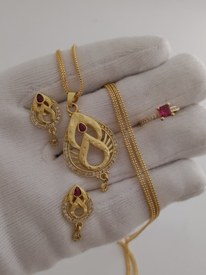 DENISHA Brass Gold-plated Gold Jewellery Set(Pack of 3)