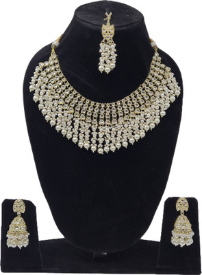 GAZAL ENTERPRISES Alloy Gold-plated White, Gold Jewellery Set(Pack of 4)