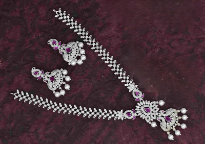 gvg Alloy Rhodium Pink Jewellery Set(Pack of 2)