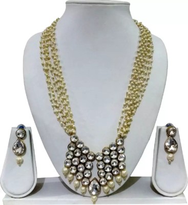 White pearl Alloy Gold-plated White Jewellery Set(Pack of 1)