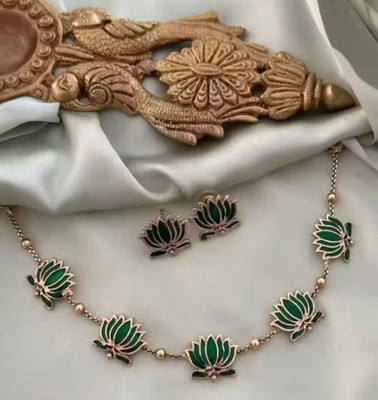 NAKMAN JEWELLERY Brass, Copper Gold-plated Green Jewellery Set(Pack of 1)