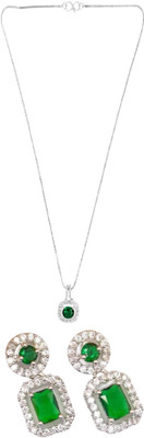 Gauri Fashions Stone Silver, Green Jewellery Set(Pack of 1)