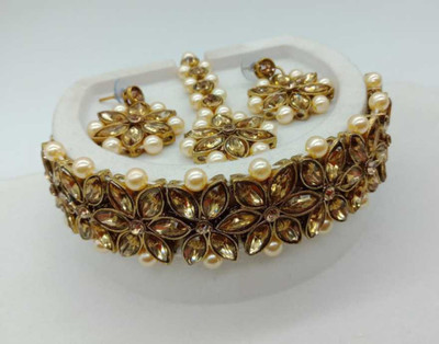 AMHRIK IMITATION Brass Gold Jewellery Set(Pack of 1)