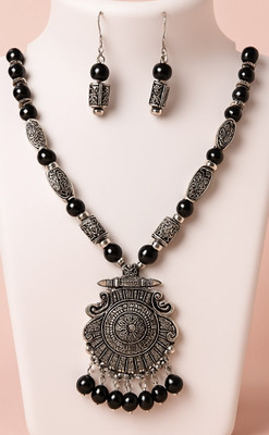 moonlitmart Oxidised Silver, Alloy Rhodium Silver, Black Jewellery Set(Pack of 1)