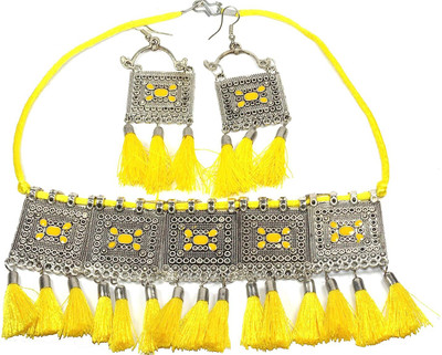 Kaima Oxidised Silver Yellow Jewellery Set(Pack of 1)
