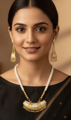 balaji gold Copper Gold-plated White, Gold Jewellery Set(Pack of 1)