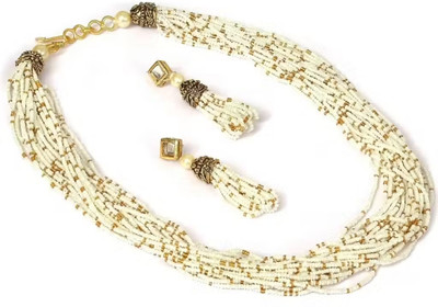 SatnamCreation Alloy Gold-plated White Jewellery Set(Pack of 1)
