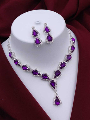 ShringarHouse Stone, Alloy Sterling Silver, Silver Silver, Purple Jewellery Set(Pack of 1)