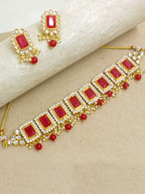 SAIYONI Alloy Red Jewellery Set(Pack of 1)