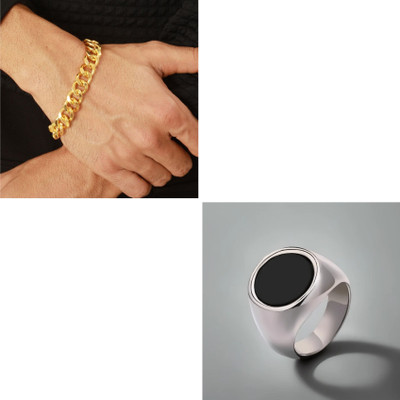 MAATRCHAAYA Stainless Steel Gold-plated, Sterling Silver Silver, Gold, Black Jewellery Set(Pack of 2)