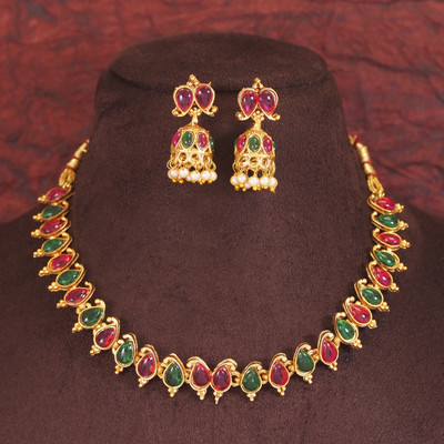 V FASHION JEWELLERY Stainless Steel Gold-plated Multicolor Jewellery Set(Pack of 1)