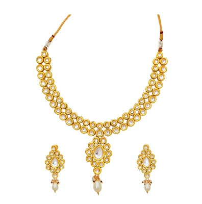 house of common Brass Gold-plated Gold, White Jewellery Set(Pack of 1)