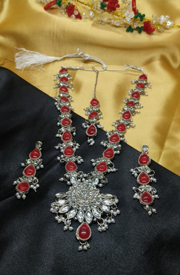 Soniya Crafts Alloy Silver Red Jewellery Set(Pack of 1)