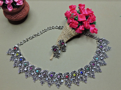 VATSALYA creation Alloy Silver Multicolor Jewellery Set(Pack of 1)