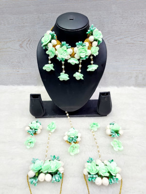 kalp creations Fabric White, Green Jewellery Set(Pack of 1)