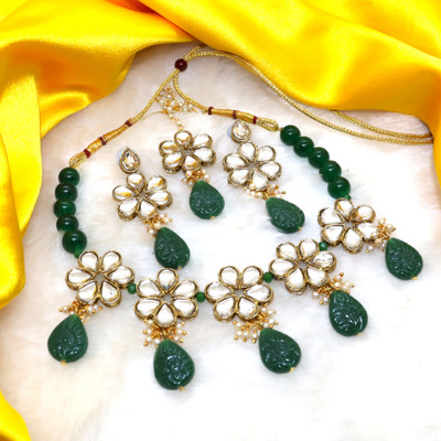 JN Handicraft Alloy Copper Green Jewellery Set(Pack of 1)