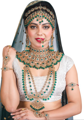 KK IMMITATION Alloy Gold-plated Green Jewellery Set(Pack of 10)