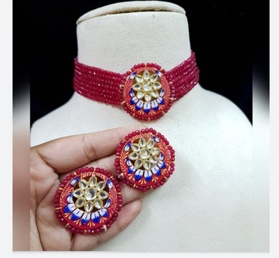 NIKYANKA Alloy Gold-plated Red Jewellery Set(Pack of 1)