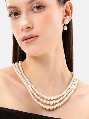 Orangenysha Brass Gold-plated White Jewellery Set(Pack of 1)