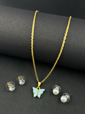 BOGHRA SALES Copper, Alloy Gold-plated, Silver Turquoise, Gold, White Jewellery Set(Pack of 1)
