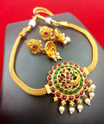PBM CREATIONS Copper Gold-plated Multicolor Jewellery Set(Pack of 1)