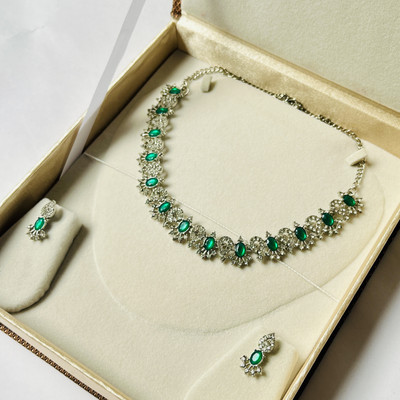 Jassa Alloy Silver, Gold-plated Green, Silver Jewellery Set(Pack of 3)