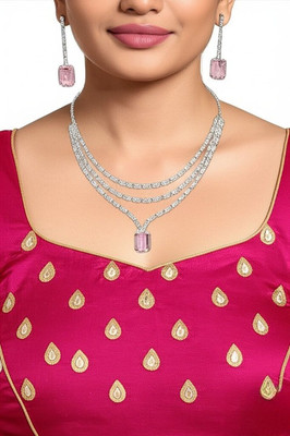 V.V. Sons Alloy Pink, Silver Jewellery Set(Pack of 1)