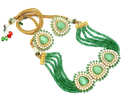 Tvayaa Art Brass Gold-plated Green Jewellery Set(Pack of 1)