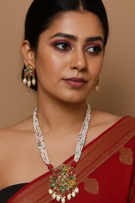 ARTIKA Stone, Sterling Silver Gold-plated Multicolor Jewellery Set(Pack of 2)