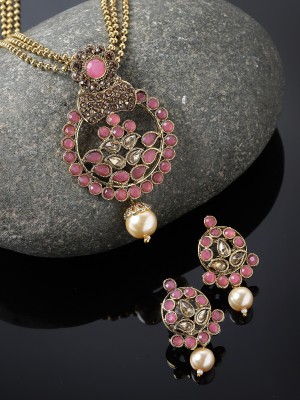 Sukkhi Alloy Gold-plated Pink Jewellery Set(Pack of 1)