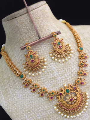 YIMBLI Brass Gold-plated Gold Jewellery Set(Pack of 1)