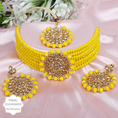 suman jewellers Crystal Gold-plated Yellow Jewellery Set(Pack of 1)