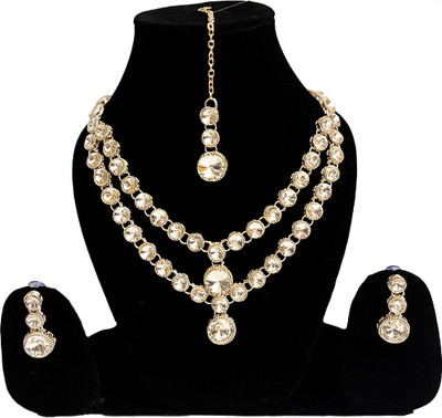 sums jewellery Alloy Gold-plated White, Gold Jewellery Set(Pack of 1)
