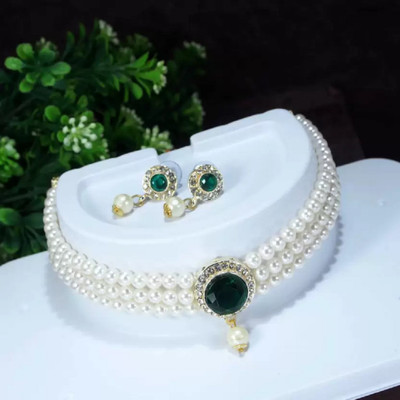 catalyst venture Alloy Gold-plated Green, White Jewellery Set(Pack of 1)