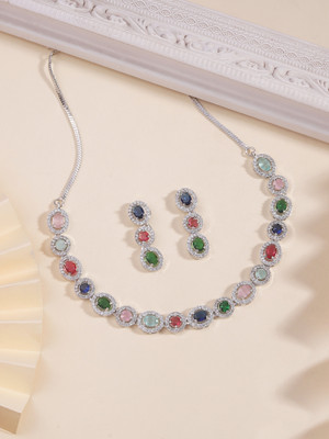 Bhagya Lakshmi Alloy Silver Multicolor Jewellery Set(Pack of 3)