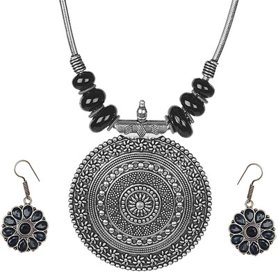 Muccasacra Stone, Oxidised Silver, Sterling Silver, Alloy Black, Silver Jewellery Set(Pack of 1)
