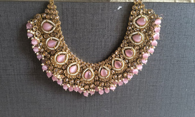Nabh Alloy Gold-plated Pink Jewellery Set(Pack of 3)