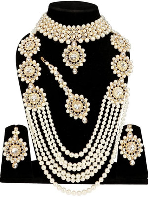 Chikku Alloy Gold-plated White, Gold Jewellery Set(Pack of 1)